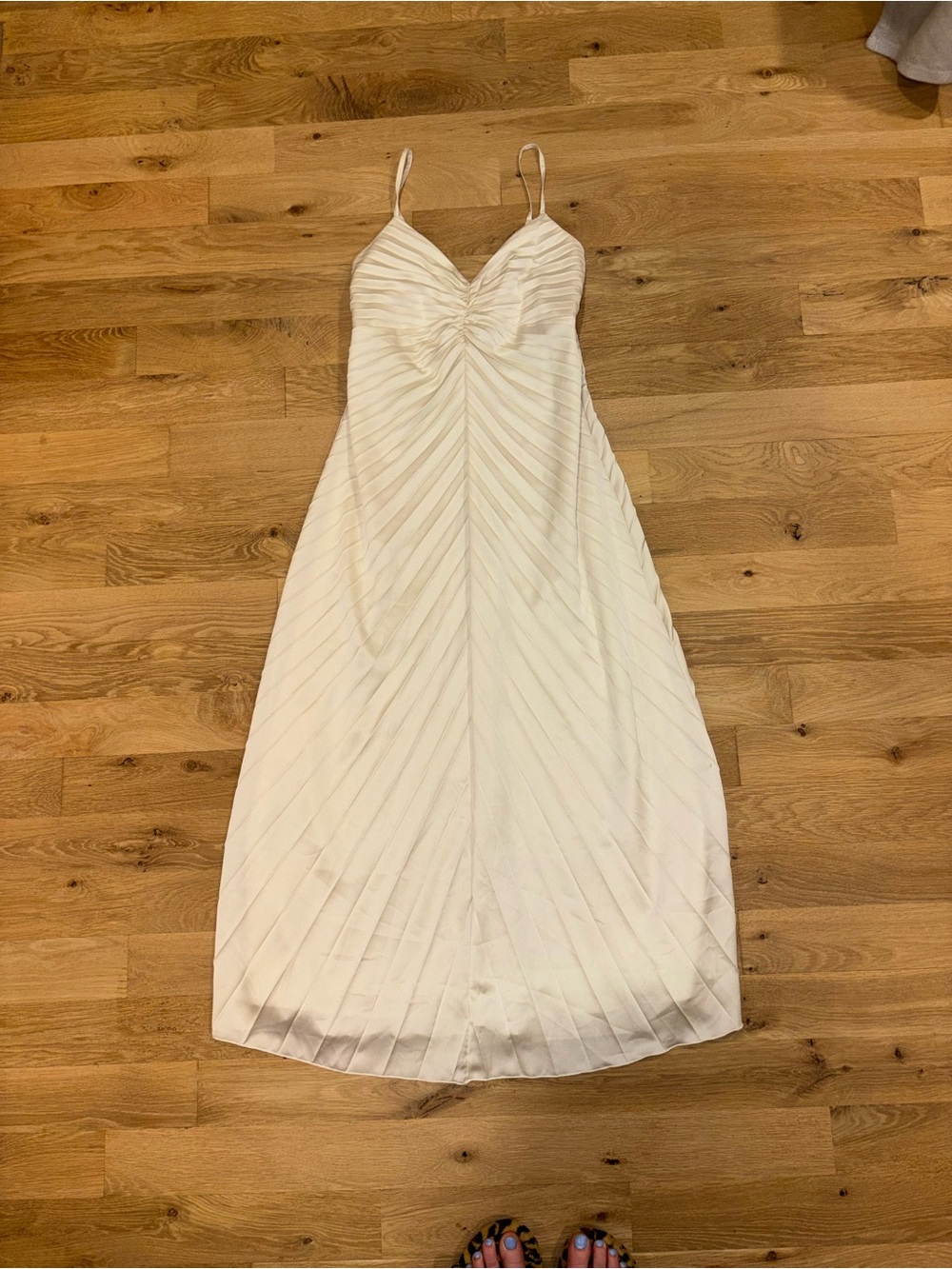 White satin pleated dress